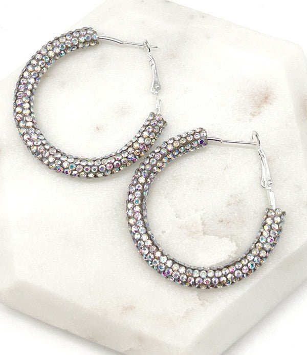 Silver Iridescent Glitter Hoop Earrings - Happily Ever Atchison Shop Co.