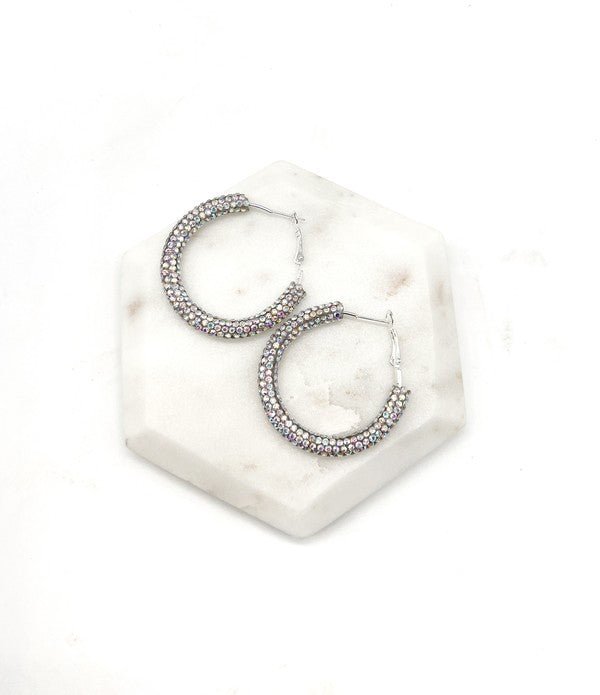 Silver Iridescent Glitter Hoop Earrings - Happily Ever Atchison Shop Co.