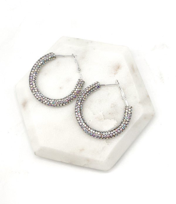 Silver Iridescent Glitter Hoop Earrings - Happily Ever Atchison Shop Co.