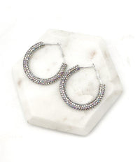 Silver Iridescent Glitter Hoop Earrings - Happily Ever Atchison Shop Co.