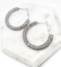 Silver Iridescent Glitter Hoop Earrings - Happily Ever Atchison Shop Co.