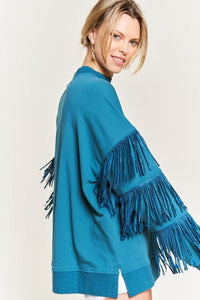 Silver Studded Fringe Sleeve Top - Happily Ever Atchison Shop Co.