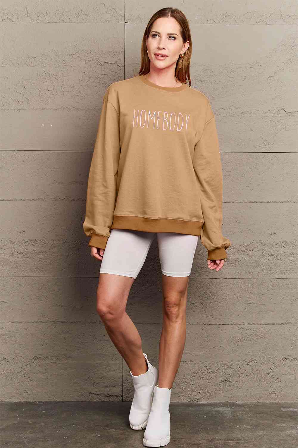 Simply Love Full Size HOMEBODY Graphic Sweatshirt - Happily Ever Atchison Shop Co.