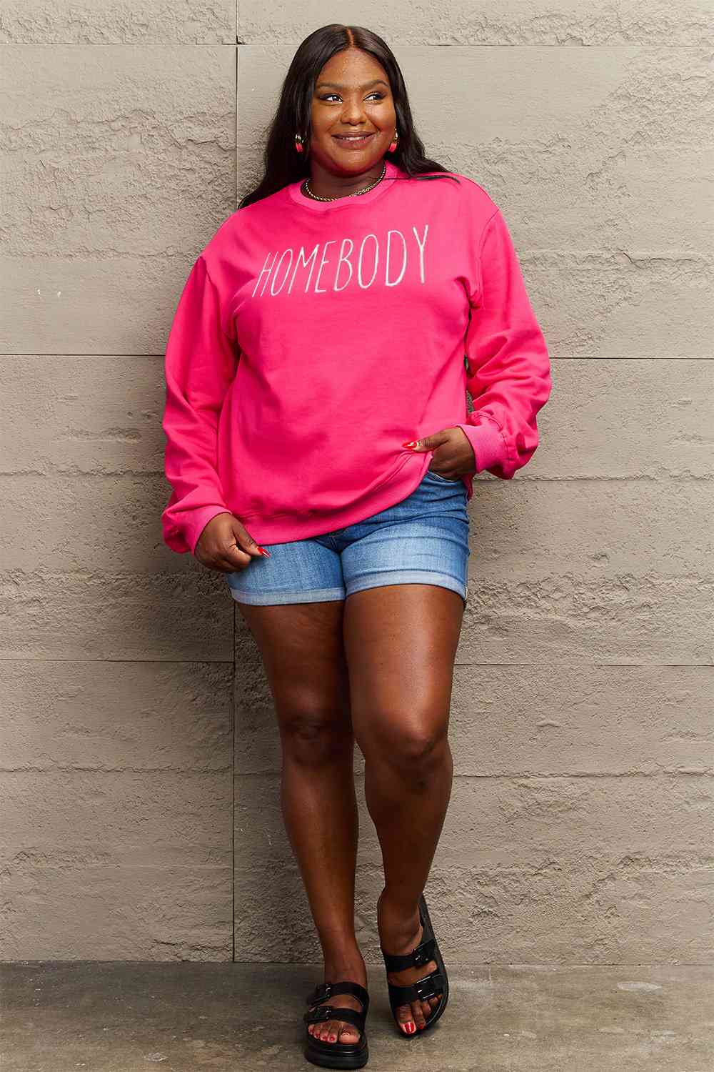 Simply Love Full Size HOMEBODY Graphic Sweatshirt - Happily Ever Atchison Shop Co.