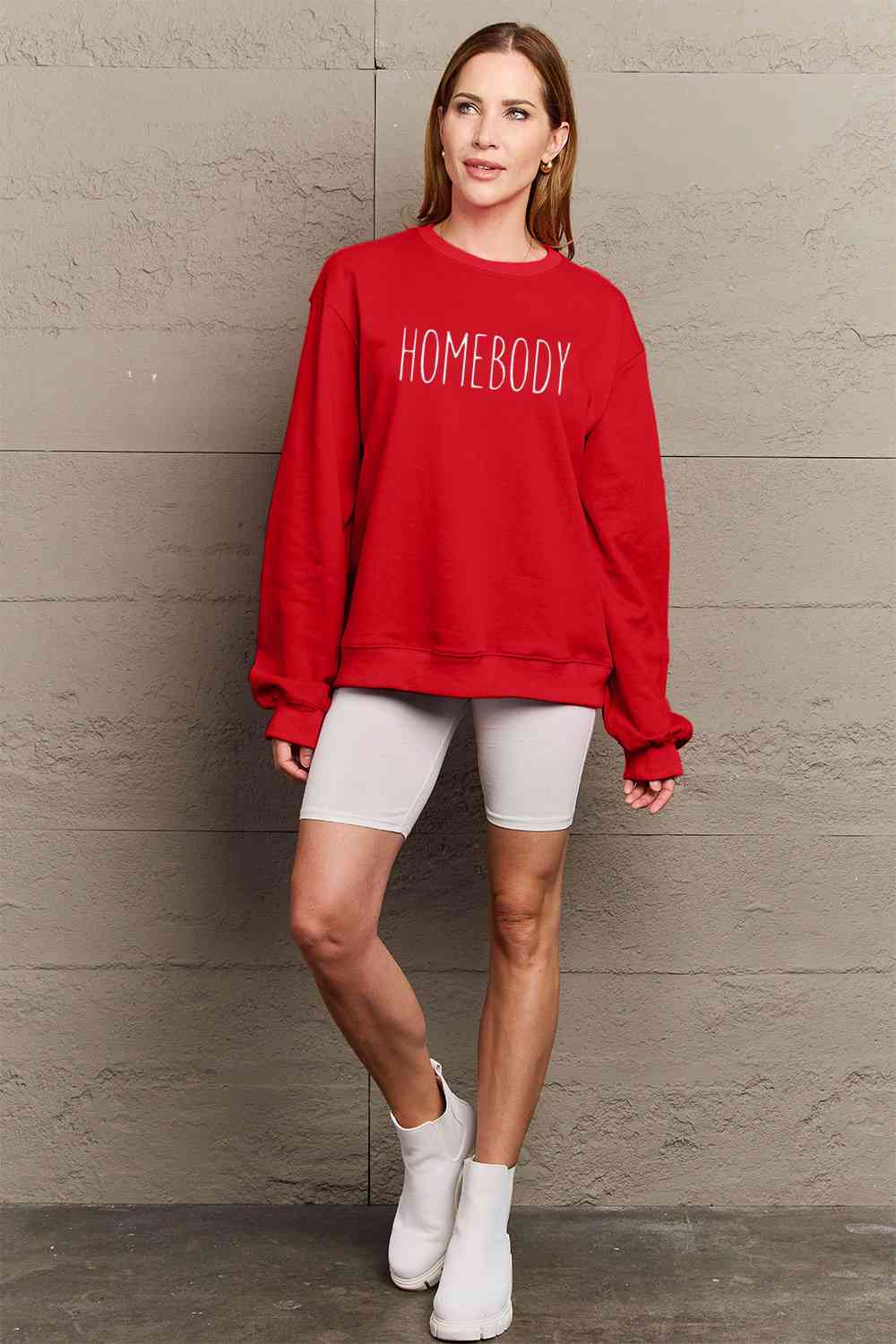 Simply Love Full Size HOMEBODY Graphic Sweatshirt - Happily Ever Atchison Shop Co.