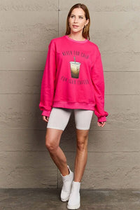 Simply Love Full Size NEVER TOO COLD FOR ICED COFFEE Round Neck Sweatshirt - Happily Ever Atchison Shop Co.