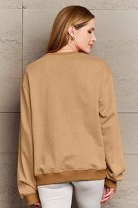 Simply Love Full Size NEVER TOO COLD FOR ICED COFFEE Round Neck Sweatshirt - Happily Ever Atchison Shop Co.