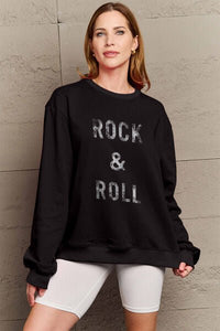 Simply Love Full Size ROCK & ROLL Round Neck Sweatshirt - Happily Ever Atchison Shop Co.