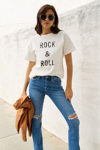 Simply Love Full Size ROCK & ROLL Short Sleeve T - Shirt - Happily Ever Atchison Shop Co.