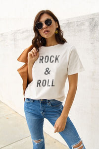 Simply Love Full Size ROCK & ROLL Short Sleeve T - Shirt - Happily Ever Atchison Shop Co.