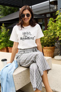 Simply Love Full Size SHHH I'M READING Short Sleeve T - Shirt - Happily Ever Atchison Shop Co.
