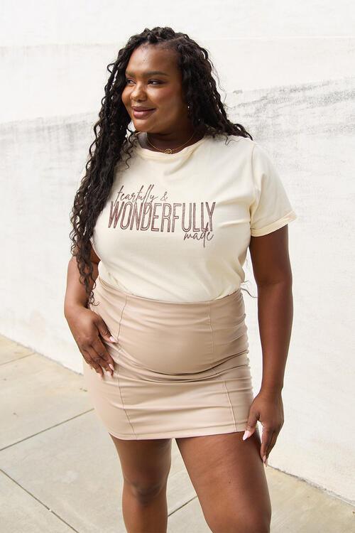 Simply Love Full Size WONDERFULLY Short Sleeve T - Shirt - Happily Ever Atchison Shop Co.