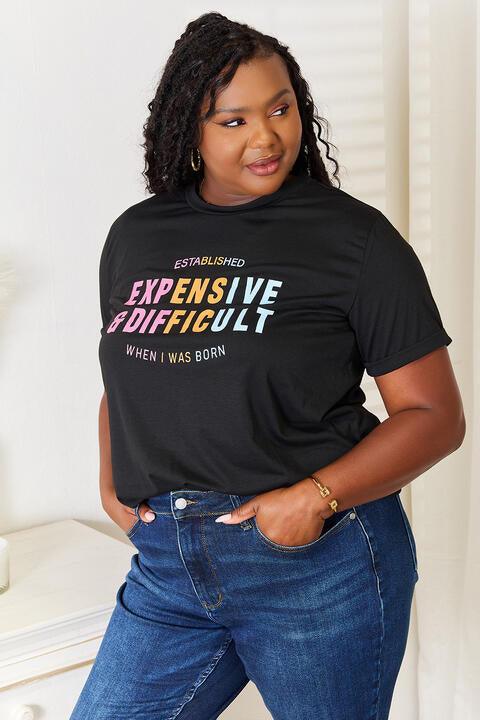 Simply Love Slogan Graphic Cuffed Sleeve T - Shirt - Happily Ever Atchison Shop Co.