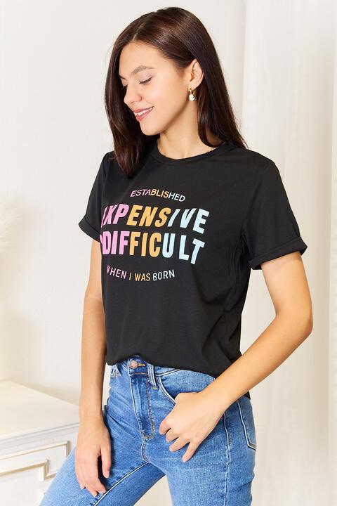 Simply Love Slogan Graphic Cuffed Sleeve T - Shirt - Happily Ever Atchison Shop Co.