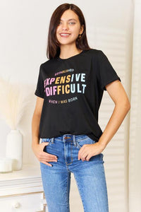 Simply Love Slogan Graphic Cuffed Sleeve T - Shirt - Happily Ever Atchison Shop Co.