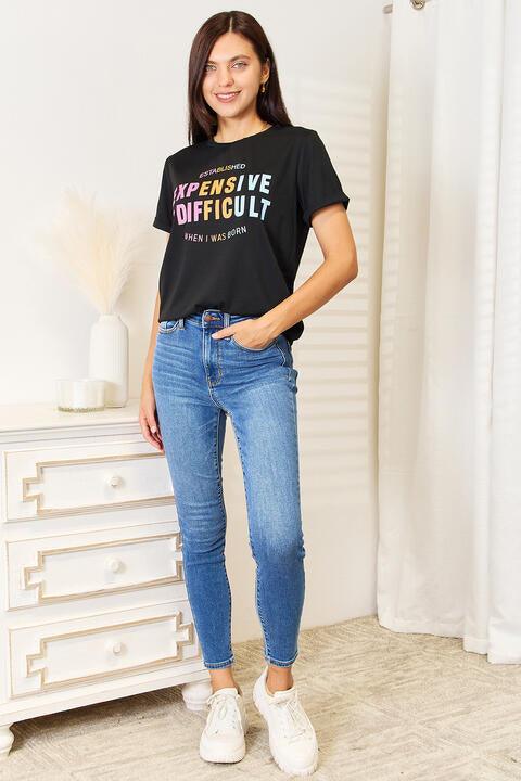 Simply Love Slogan Graphic Cuffed Sleeve T - Shirt - Happily Ever Atchison Shop Co.