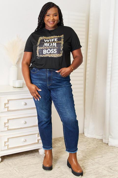 Simply Love WIFE MOM BOSS Leopard Graphic T - Shirt - Happily Ever Atchison Shop Co.