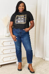 Simply Love WIFE MOM BOSS Leopard Graphic T - Shirt - Happily Ever Atchison Shop Co.