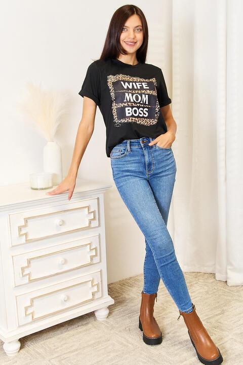 Simply Love WIFE MOM BOSS Leopard Graphic T - Shirt - Happily Ever Atchison Shop Co.