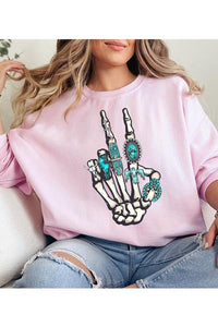 Skeleton Concho Rings Graphic Fleece Sweatshirts - Happily Ever Atchison Shop Co.