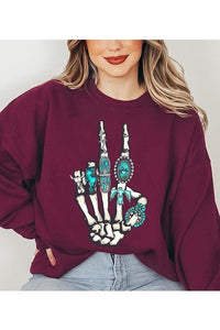 Skeleton Concho Rings Graphic Fleece Sweatshirts - Happily Ever Atchison Shop Co.