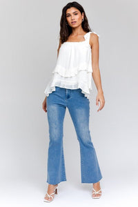 Sleeveless Asymmetrical Hem Line Tiered Top - Happily Ever Atchison Shop Co.