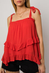 Sleeveless Asymmetrical Hem Line Tiered Top - Happily Ever Atchison Shop Co.