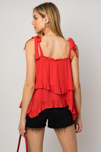 Sleeveless Asymmetrical Hem Line Tiered Top - Happily Ever Atchison Shop Co.