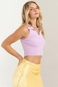 Sleeveless Collared Crop Knit Top - Happily Ever Atchison Shop Co.