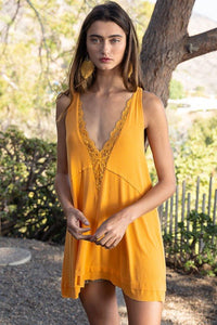 Sleeveless Deep V - neck Dress with Lace on Front - Happily Ever Atchison Shop Co.