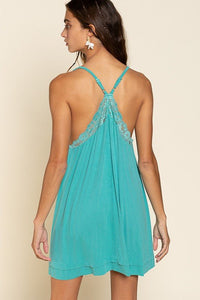 Sleeveless Deep V - neck Dress with Lace on Front - Happily Ever Atchison Shop Co.