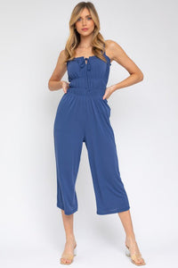 Sleeveless Drawstring Cropped Jumpsuit - Happily Ever Atchison Shop Co.