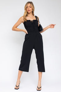 Sleeveless Drawstring Cropped Jumpsuit - Happily Ever Atchison Shop Co.