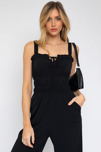 Sleeveless Drawstring Cropped Jumpsuit - Happily Ever Atchison Shop Co.