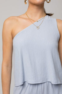 Sleeveless One Shoulder Layered Top Romper - Happily Ever Atchison Shop Co.