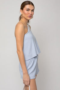 Sleeveless One Shoulder Layered Top Romper - Happily Ever Atchison Shop Co.