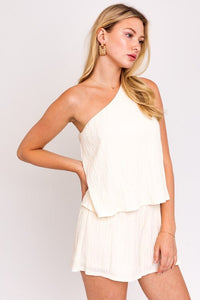 Sleeveless One Shoulder Layered Top Romper - Happily Ever Atchison Shop Co.