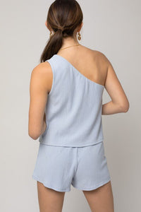 Sleeveless One Shoulder Layered Top Romper - Happily Ever Atchison Shop Co.