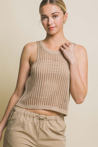 Sleeveless Open Knit Crop Top - Happily Ever Atchison Shop Co.