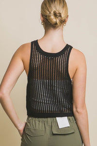 Sleeveless Open Knit Crop Top - Happily Ever Atchison Shop Co.