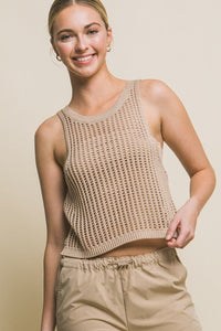 Sleeveless Open Knit Crop Top - Happily Ever Atchison Shop Co.