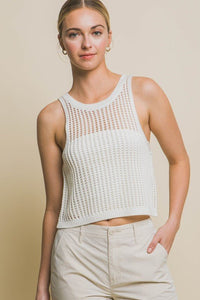 Sleeveless Open Knit Crop Top - Happily Ever Atchison Shop Co.