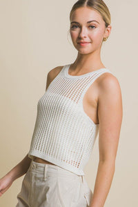 Sleeveless Open Knit Crop Top - Happily Ever Atchison Shop Co.