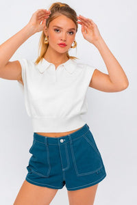 Sleeveless Power Shoulder Knit Top - Happily Ever Atchison Shop Co.