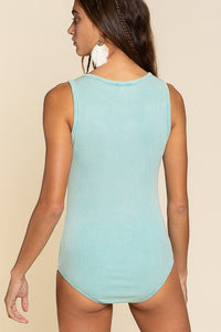 Sleeveless Ribbed Button Front Bodysuit - Happily Ever Atchison Shop Co.