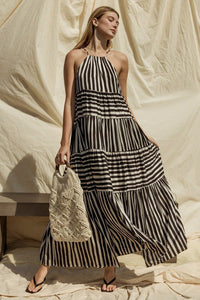 Sleeveless Stripe Maxi Tiered Dress - Happily Ever Atchison Shop Co.