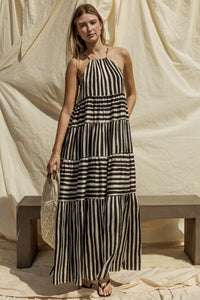 Sleeveless Stripe Maxi Tiered Dress - Happily Ever Atchison Shop Co.