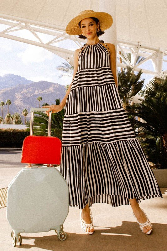 Sleeveless Stripe Maxi Tiered Dress - Happily Ever Atchison Shop Co.