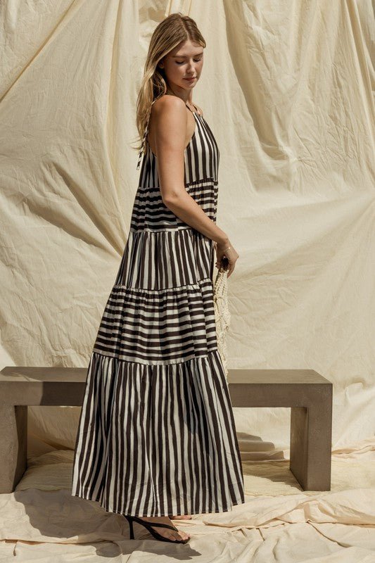 Sleeveless Stripe Maxi Tiered Dress - Happily Ever Atchison Shop Co.