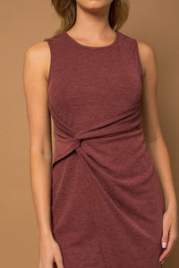 Sleeveless Twist Wrap Rib Midi Dress - Happily Ever Atchison Shop Co.